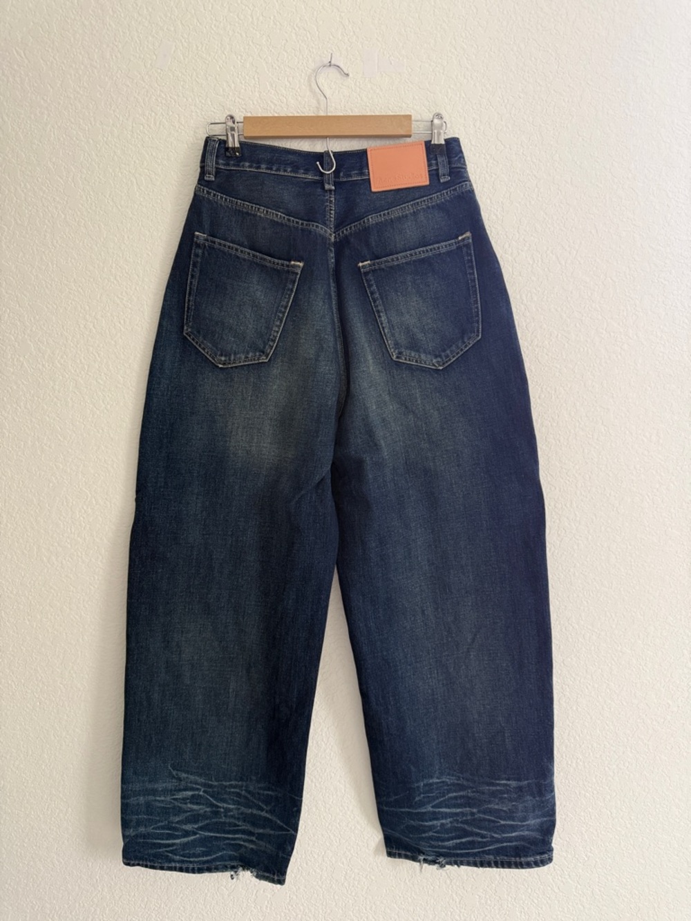 Acne Studios 2023M FN Dark Blue Washed Baggy-Fit and Wide-leg Jeans Size 44 - Picture 5 of 16